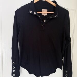 Chaser Black Long Sleeve Grommet Detail Top